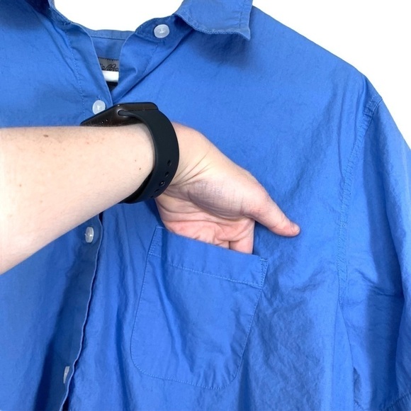 Vintage 90’s Eddie Bauer Blue Short Sleeve Button Up Top Size Extra Large - Picture 14 of 15